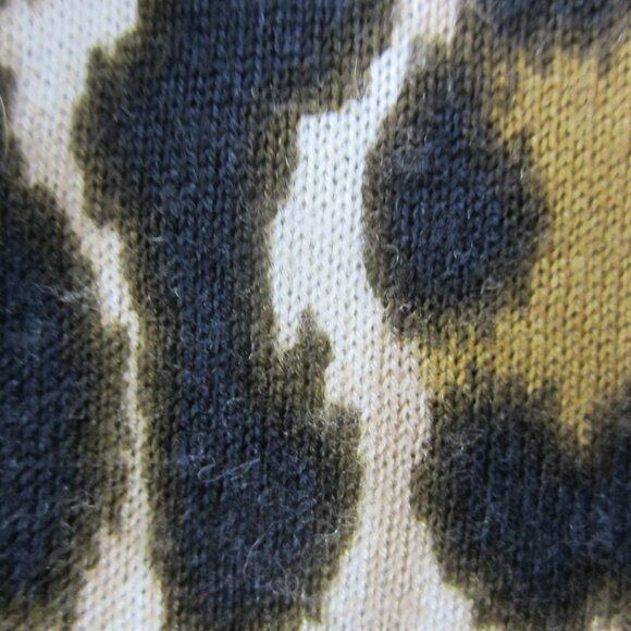 J Crew Womens L Brown Beige Cheetah Animal Print Merino Wool Cardigan Sweater - Picture 9 of 9